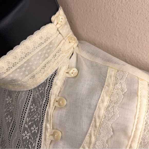 Vintage 1970s Jessica’s Gunnies Ivory Cream Blouse Long Sleeve Victorian XS - Picture 11 of 16